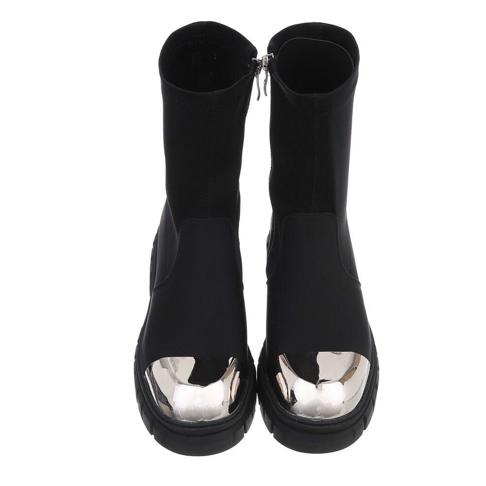 Ital-Design Damen Bikerschuhe Biker Westernstiefelette (87124867) Blockabsatz Plateaustiefeletten in Schwarz