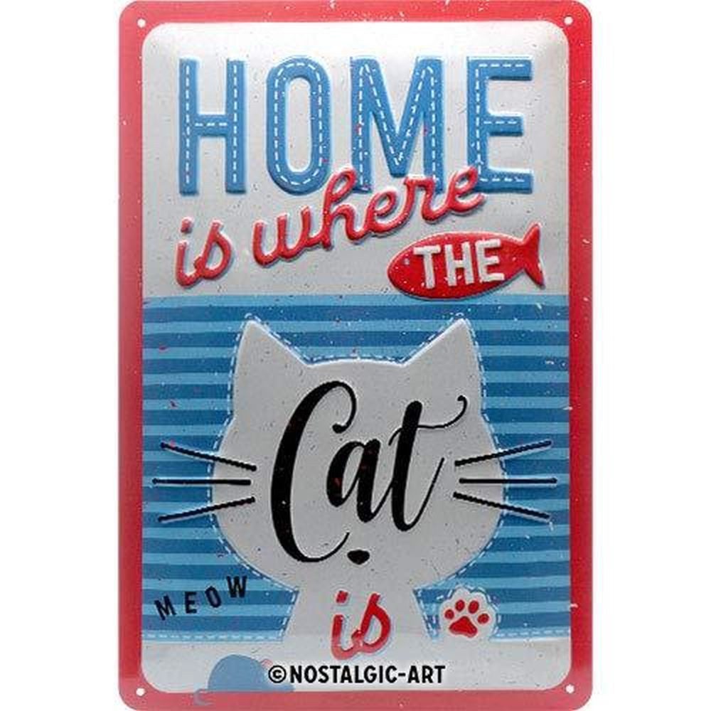 Metallschild Blechschild 20 x 30cm - Pfotenschild - Home is where the Cat is