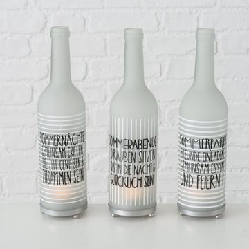 BOLTZE Teelichthalter Flaschen Teelichthalter im 3er Set aus Glas, lackiert und bedruckt
