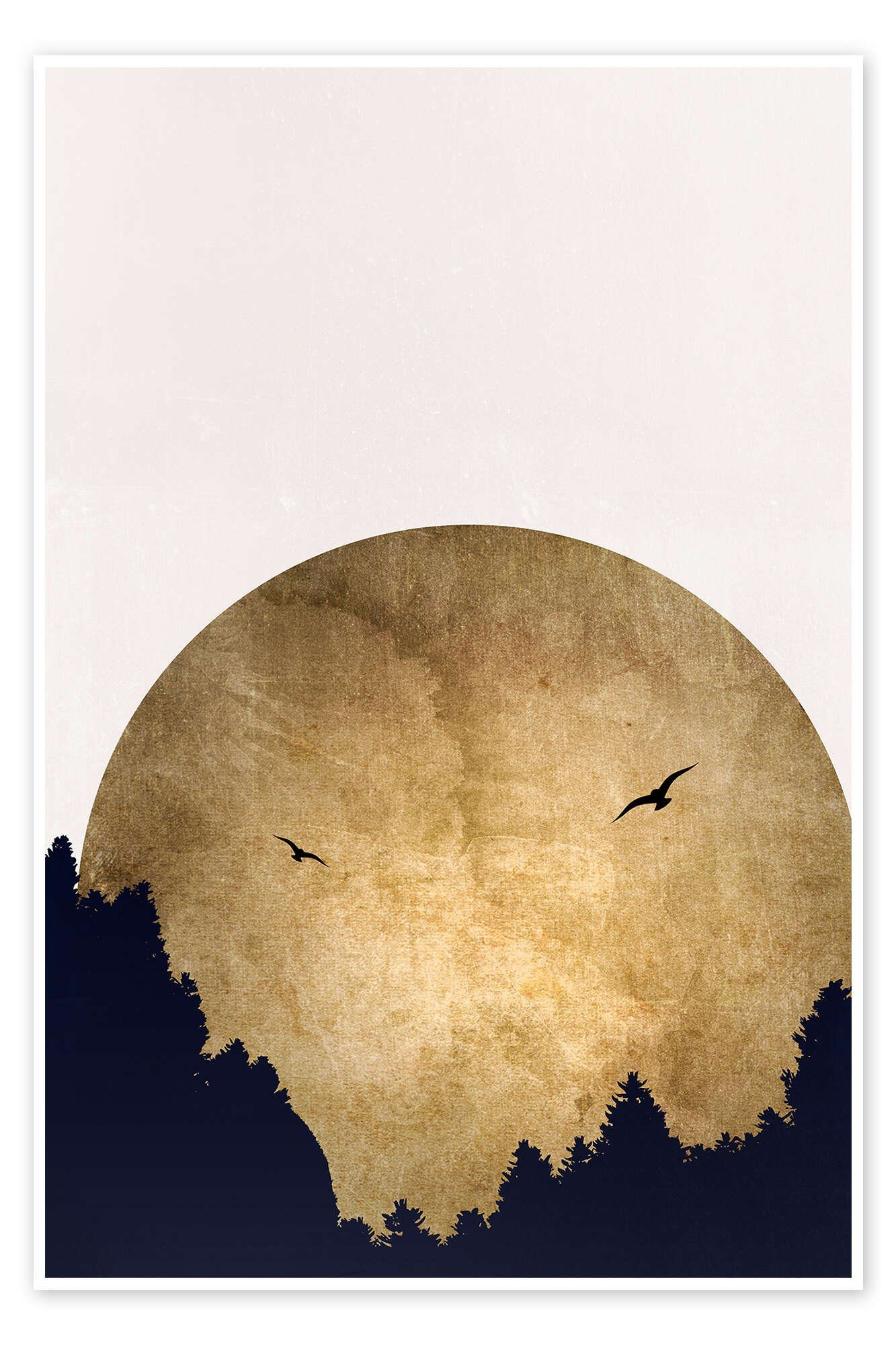 Posterlounge Poster KUBISTIKA, Two Birds, Schlafzimmer Grafikdesign