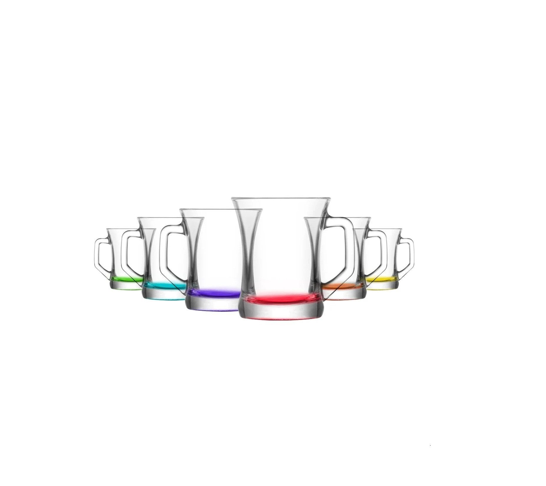 LAV Teeglas ZEN CORAL Teegläser 6-teilig, 225 ml mit farbigem Boden, 6-tlg., Glas, 225 ml, 6-teilig