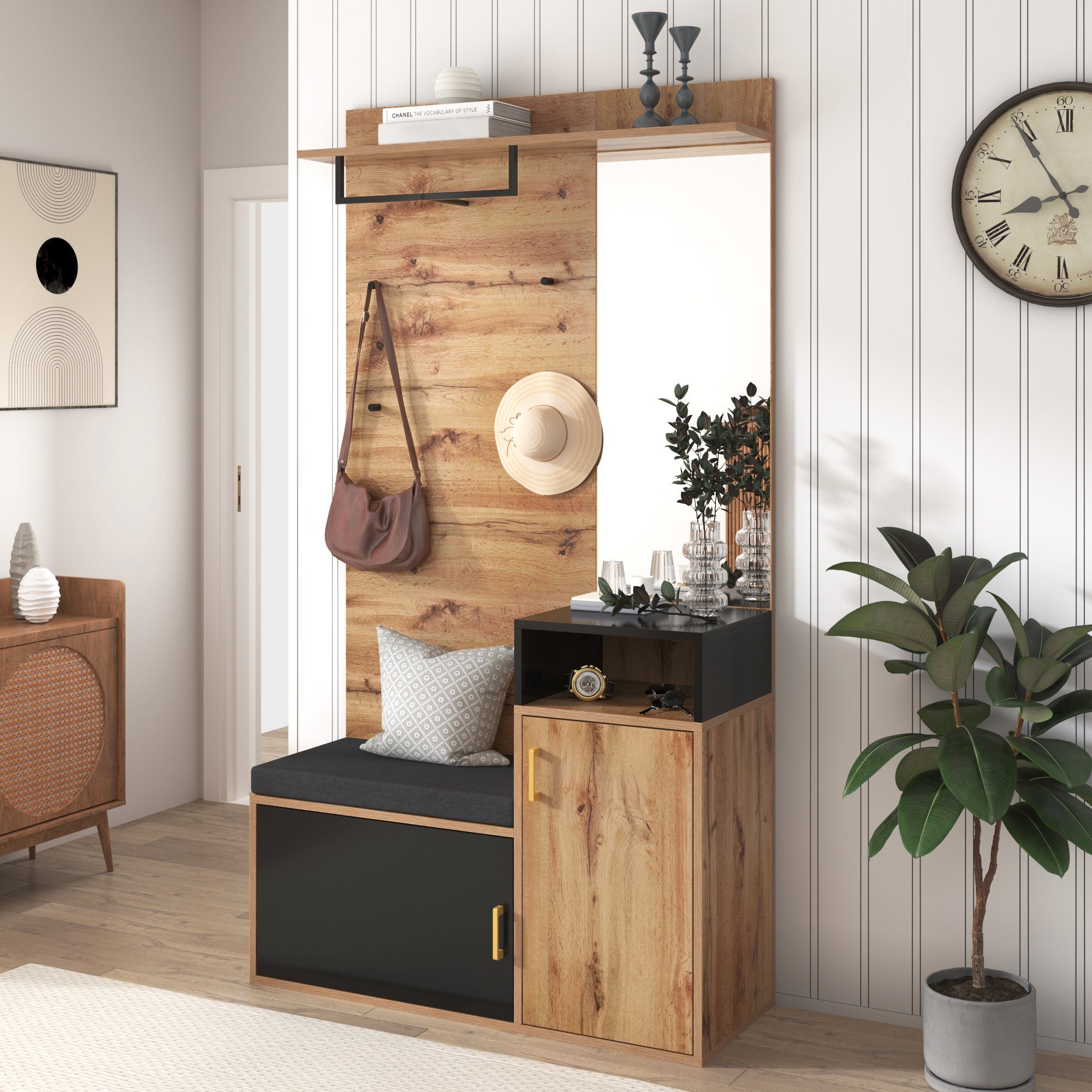 Ulife Garderoben-Set Flurgarderoben Set,oberes Ablagefach,Wandgarderobe, (2 günstig online kaufen