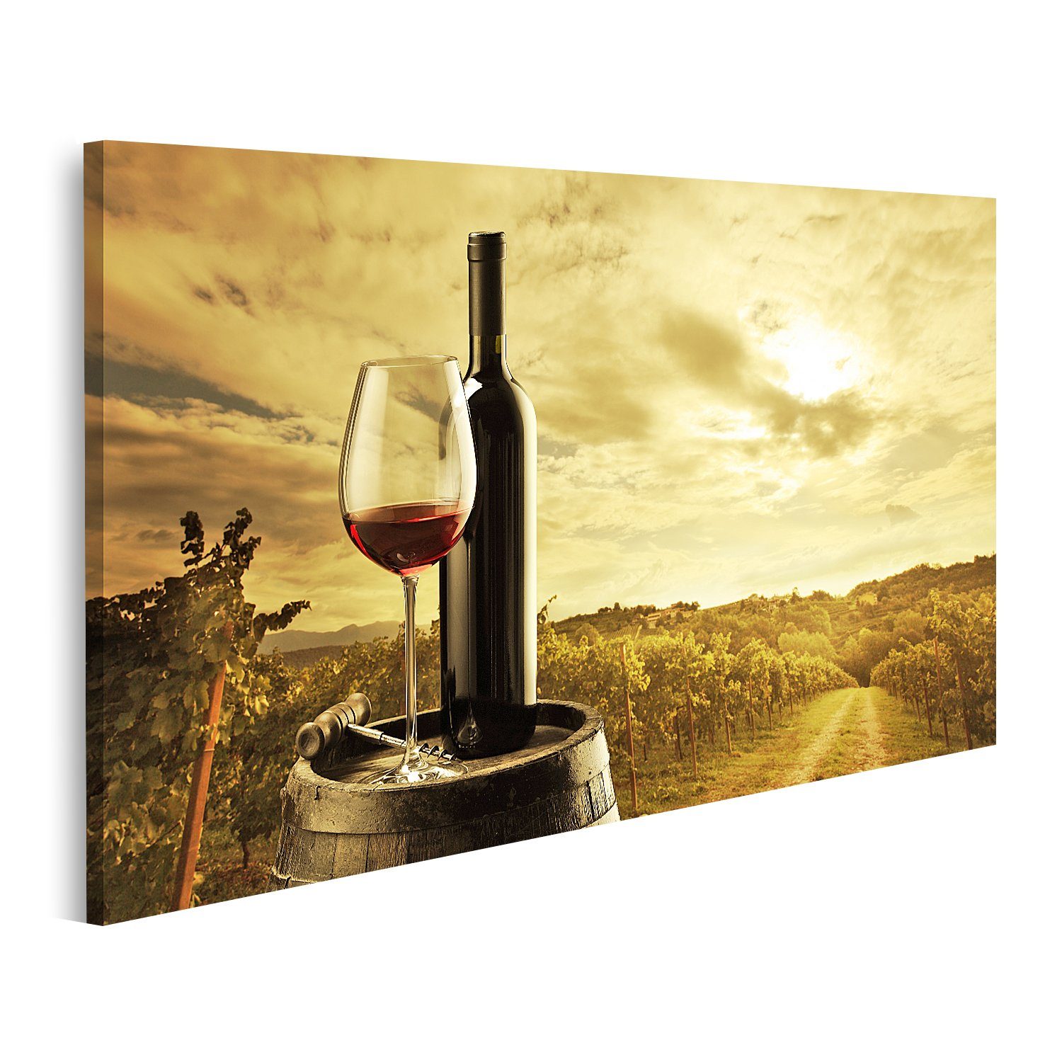 Leinwandbild Bild auf Leinwand Weinberg Sonnenuntergang Wandbild Poster Kunstdruck
