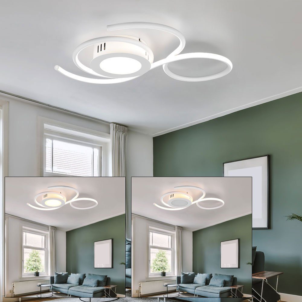 etc-shop LED Deckenleuchte, LED Deckenlampe dimmbar mit Fernbedienung Deckenleuchte Wohnzimmer weiß-matt