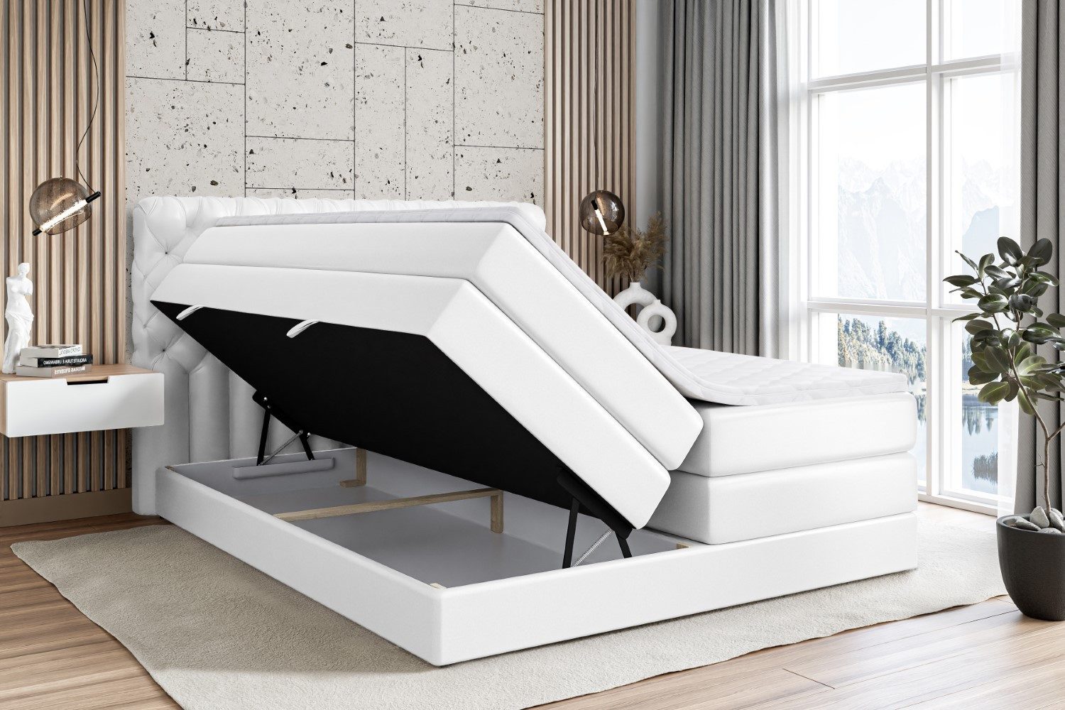 ALTDECOR Boxspringbett BOXI8 KING (Multipocket-Matratze H4, H3 Matratze Bonellfederung, Topper, Kopfteil)