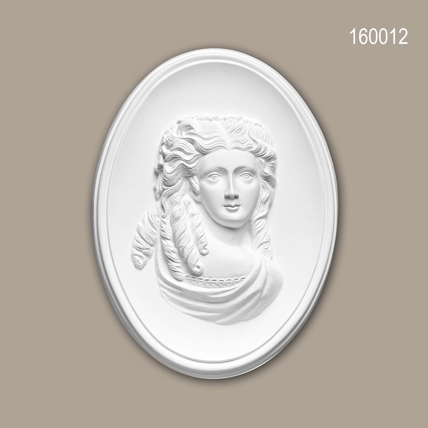 Profhome Medaillon), Neo-Empire vorgrundiert, 160012 St., Schmuckelement, Dekorelement, Stuckdekor, (Zierelement, weiß, 1 Wanddekoobjekt Stil: