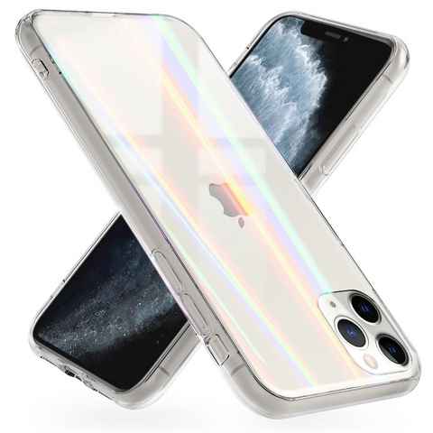 Nalia Smartphone-Hülle Apple iPhone 11 Pro Max, Klare Hartglas Hülle / Regenbogen Effekt / Bunt Glänzend / Kratzfest