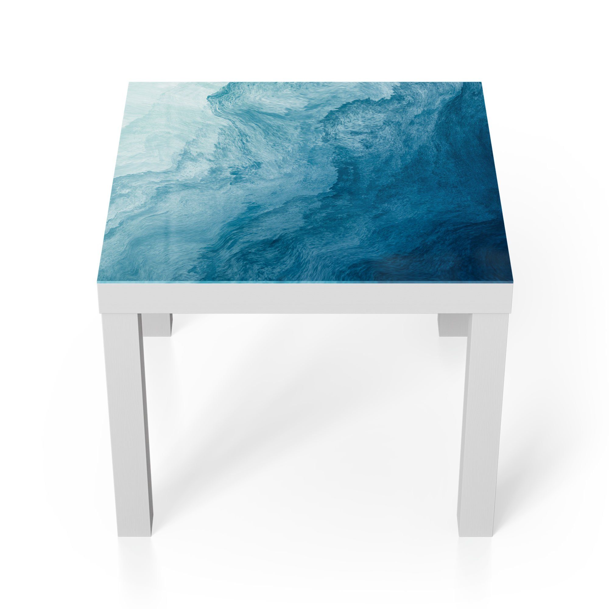 DEQORI Couchtisch 'Aufgewühlte Wellen', Glas Beistelltisch Glastisch modern Weiß