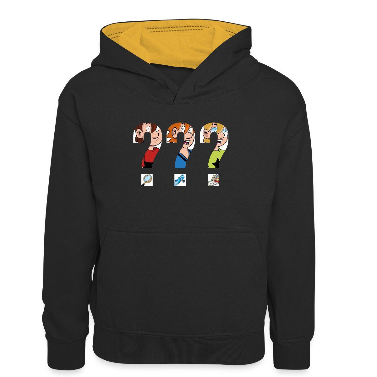 Hoodie Die Drei Fragezeichen Kids Silhouetten Kinder Kontrast-Hoodie