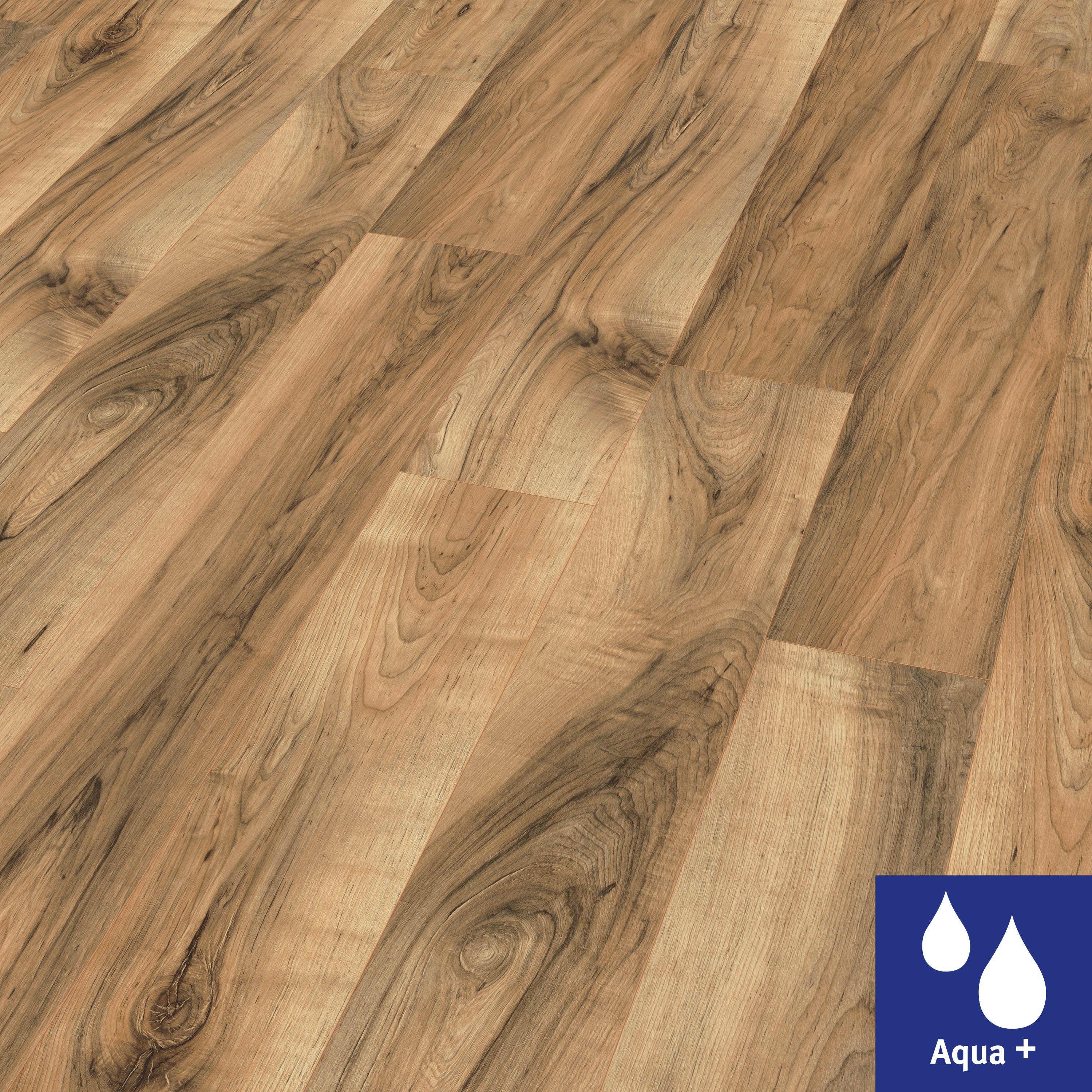 EGGER Laminat Aqua+ EHL075 Perganti Nussbaum braun, (8mm, 1,995m),Wasserresistent & Feuchtraumgeeignet