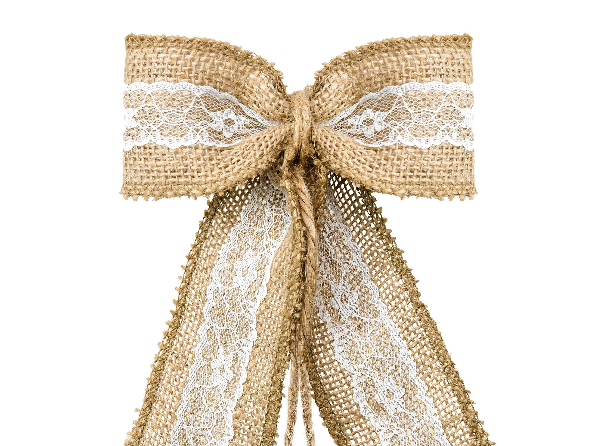 partydeco Dekoband, Autoschleifen Hochzeit Jute mit Saugnapf 16-teiliges Set Natur Braun