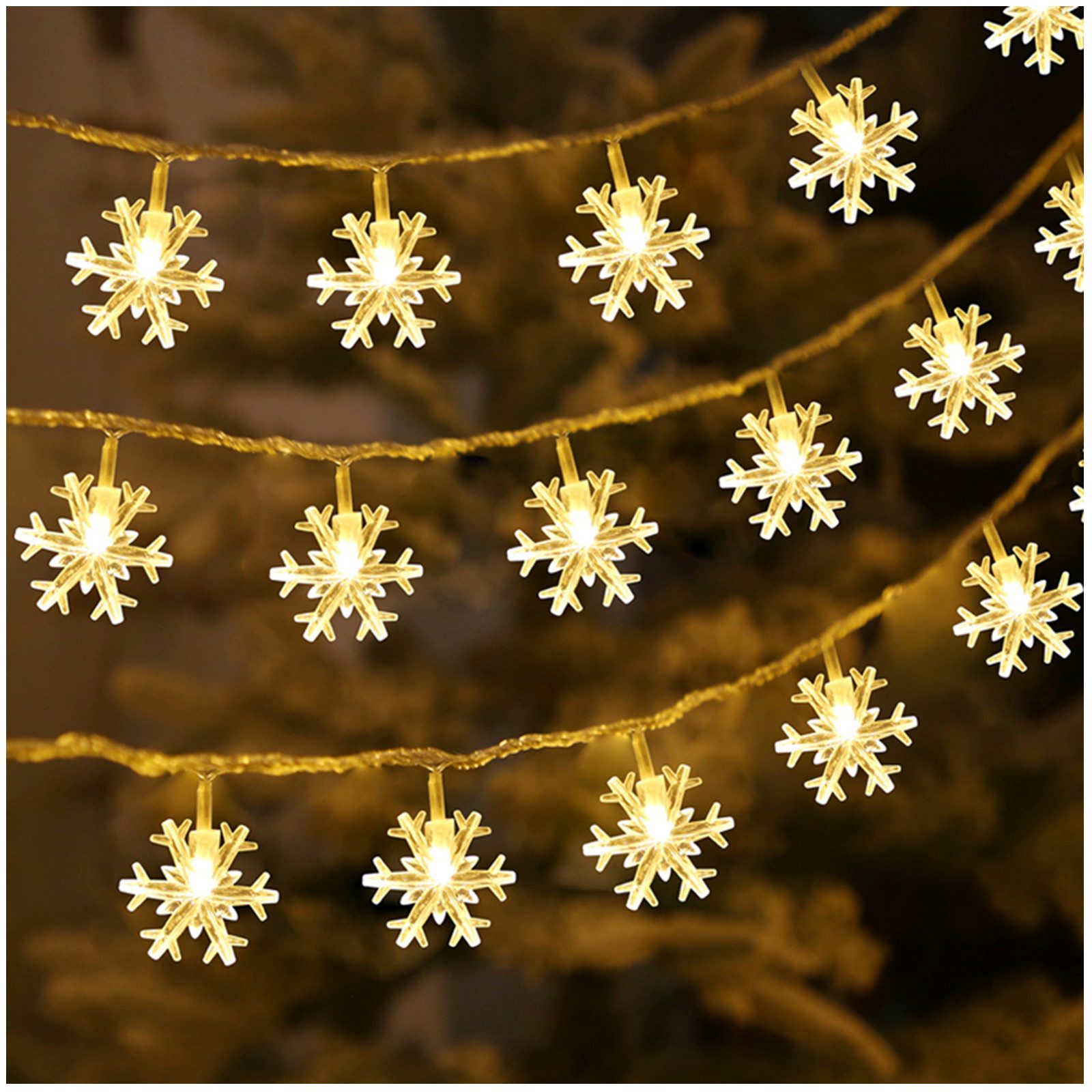 Qualra LED-Lichterkette 2/3 Stück LED Schneeflocke Lichterkette 20/40LEDs B günstig online kaufen