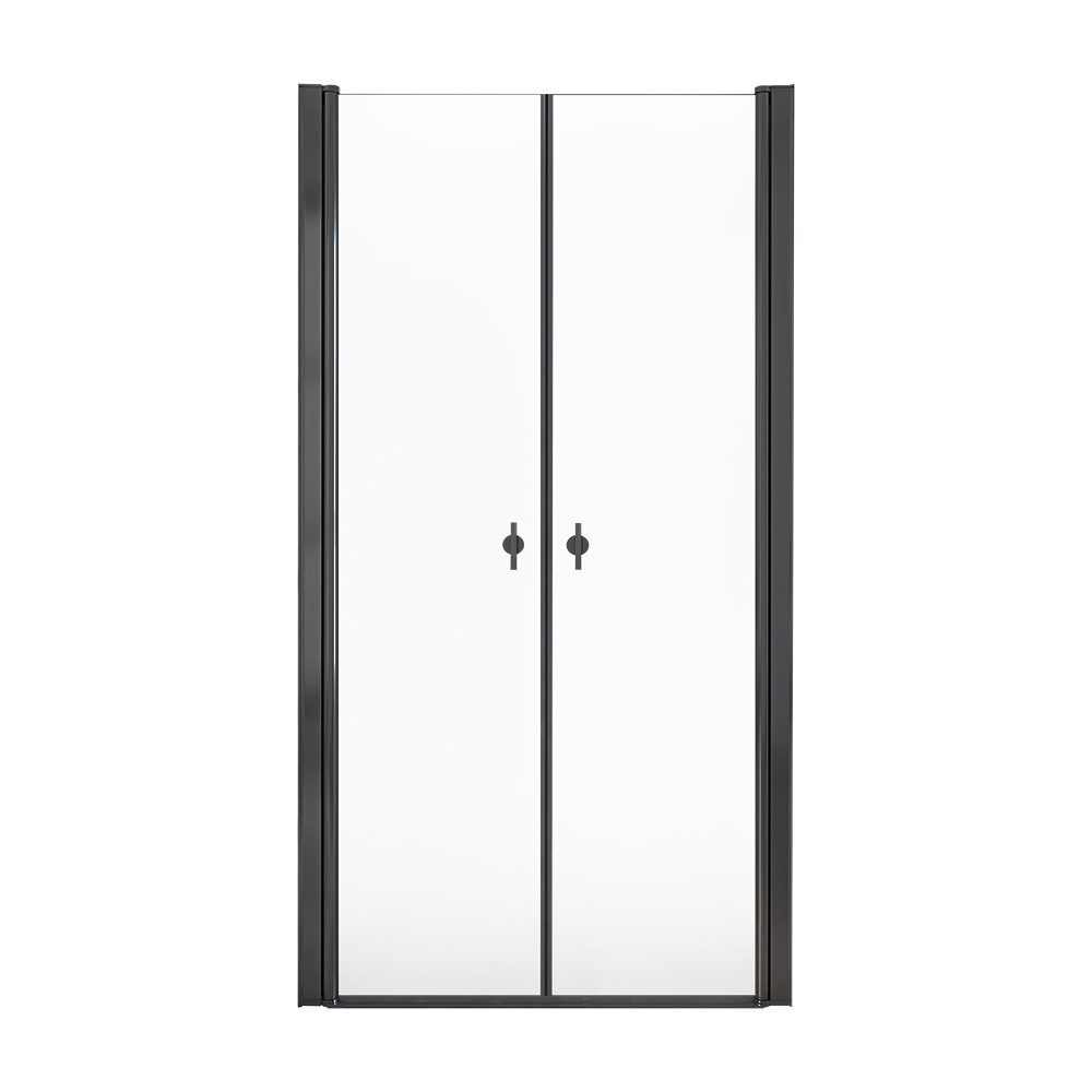 HOME DELUXE Dusch-Pendeltür LAVEA Klarglas Schwarz - Größenauswahl, 80x195 cm, Einscheibensicherheitsglas, mit Verstellbereich, Nischentür, Duschabtrennung, Dusche