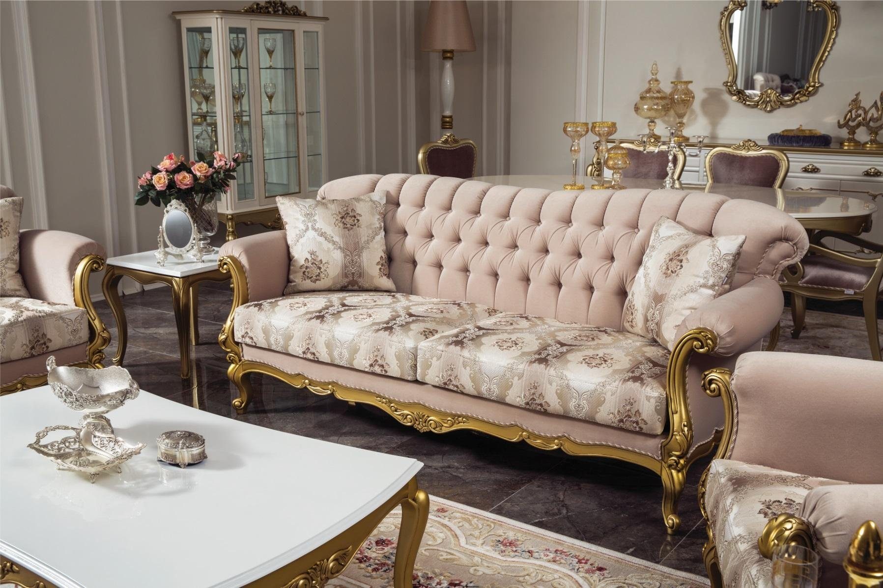 Neue Made in Chesterfield Möbel, JVmoebel Dreisitzer Klassischer Rosa Design Sofa Europe