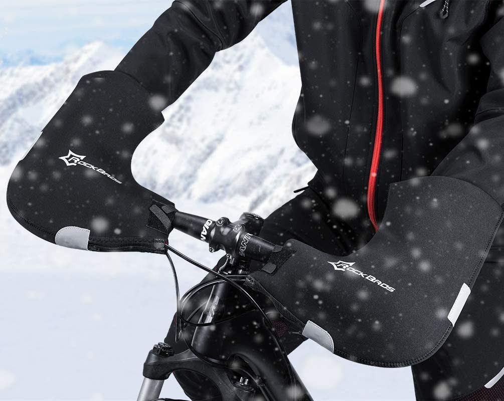 ROCKBROS Fahrradhandschuhe Lenker Handschuhe Winter Thermo Winddicht für Fahrrad MTB E-Bike EINFACH ANZUBRINGEN UND ENTFERNEN