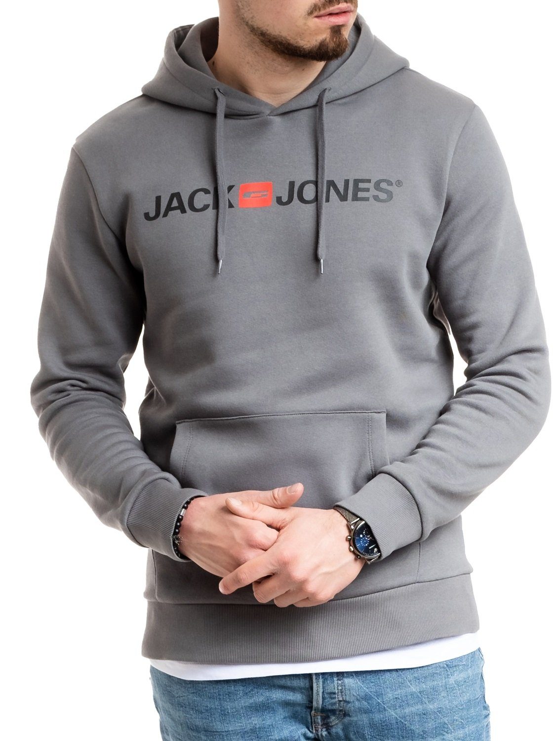 Jack & Jones Hoodie mit Kängurutasche, mit Kapuze, mit Logodruck – Bild 3 von 5
