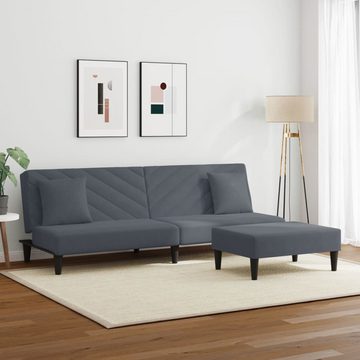 vidaXL Sofa 2-tlg. Sofagarnitur mit Kissen Dunkelgrau Samt