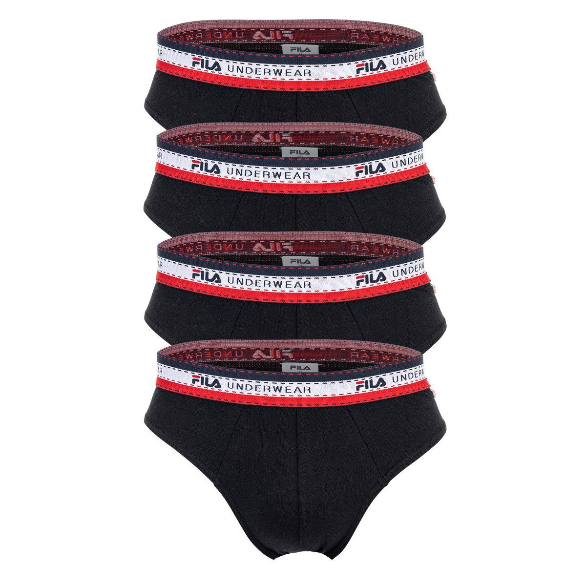 Fila Slip Herren Slip, 4er Pack - Briefs, Logobund, Cotton Schwarz