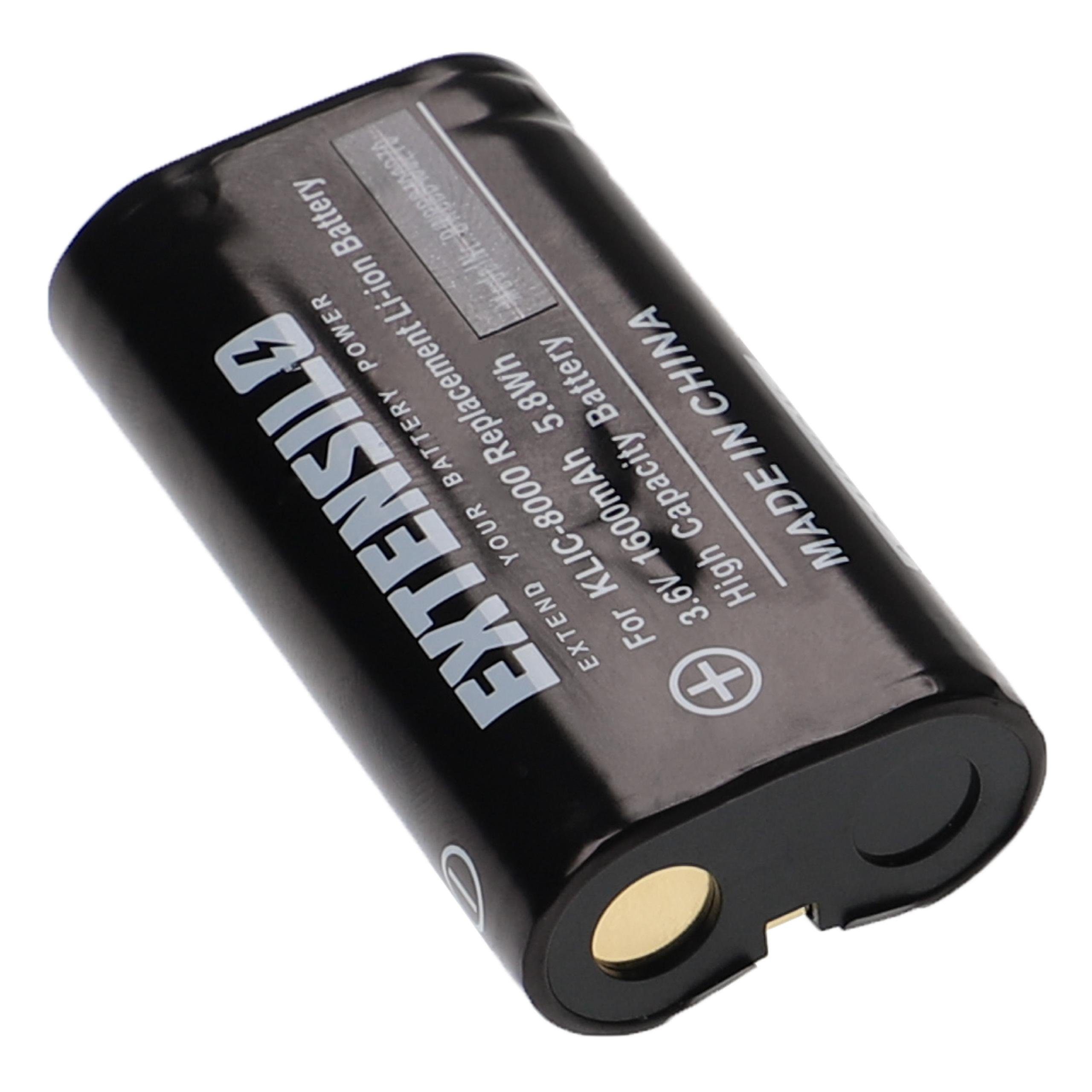 für Extensilo 1600 mAh Klic-8000 RB50, (3,6 Ersatz für Li-Ion Kamera-Akku V) Kodak