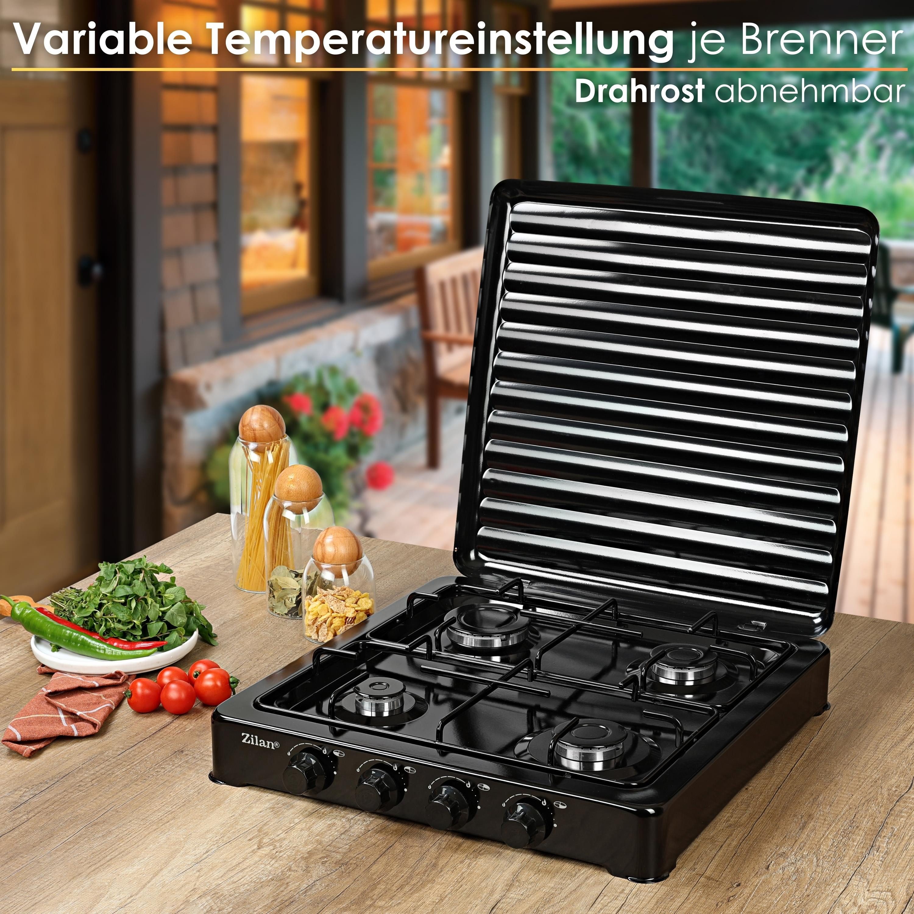 Zilan Gaskocher ZLN-7079, (Set), Nutzbar mit Butan / Propan - Gas oder LPG-Mischung (Flüssiggas)