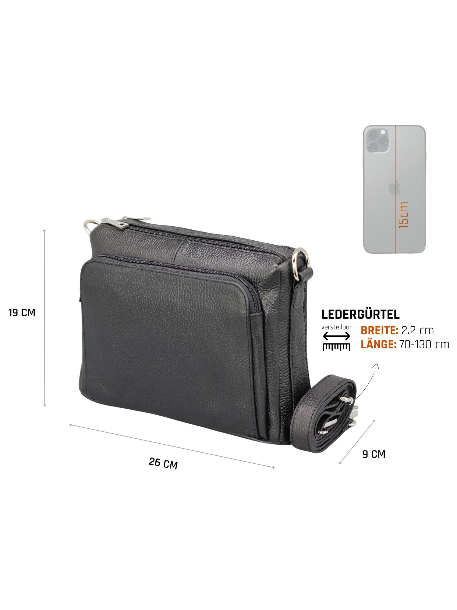 Adel Bags Schultertasche BECKY Umhängetasche für Damen, Schultertasche aus Echtleder (Einzelstück, verstellbarer Lederriemen), Handarbeit aus Italien