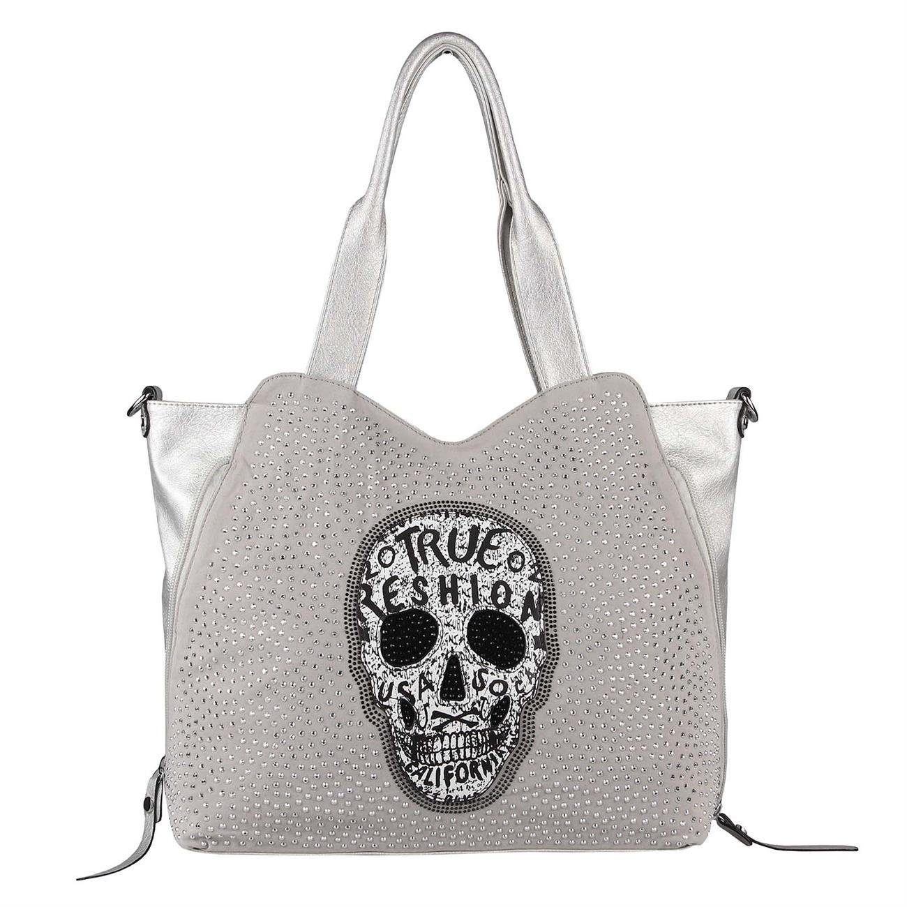 ITALYSHOP24 Schultertasche »Damen XXL Totenkopf Shopper Tasche«, Skull  Optik, als Handtasche & Schultertasche tragbar