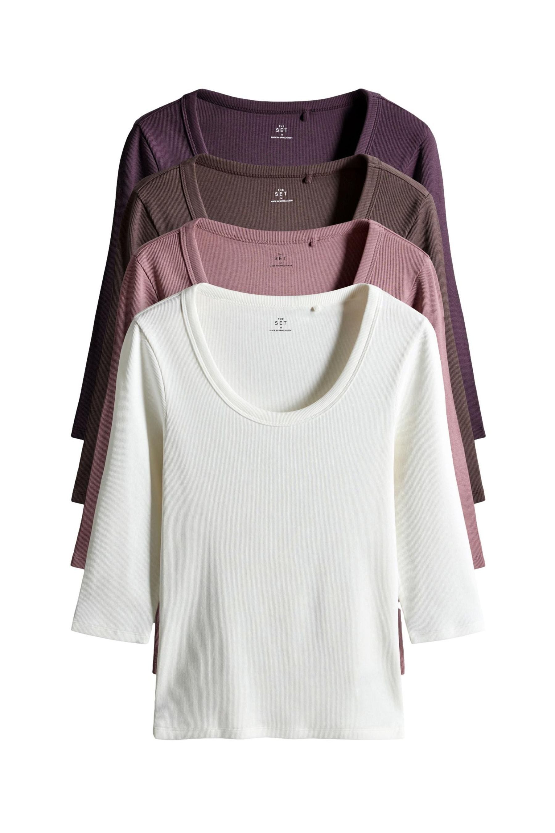 The Set 3/4-Arm-Shirt 4 x The Set T-Shirts mit U-Ausschnitt + 3/4-Ärmeln (4 günstig online kaufen