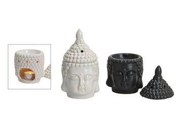 G. Wurm Kandelaber, Duftlampe Buddha aus Keramik schwarz, Deckel abnehmbar