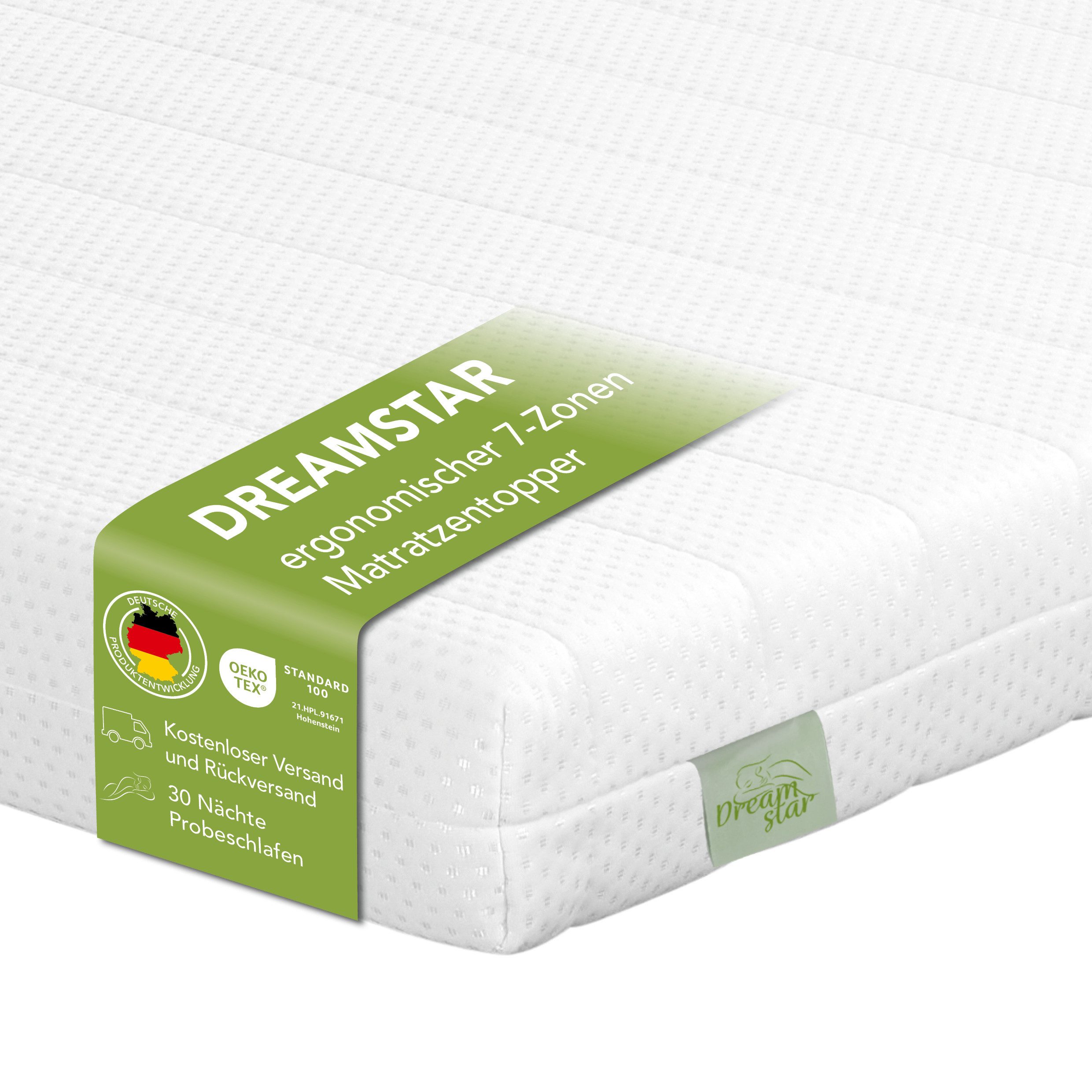 Dreamstar, Цилиндр Easy Flex, ergonomischer 7-Zonen Матрасыtopper zum Wenden, 10 cm hoch, Duo Härtegrad H2 und H3, verschiedene Größen, Komforthöhe 10 cm