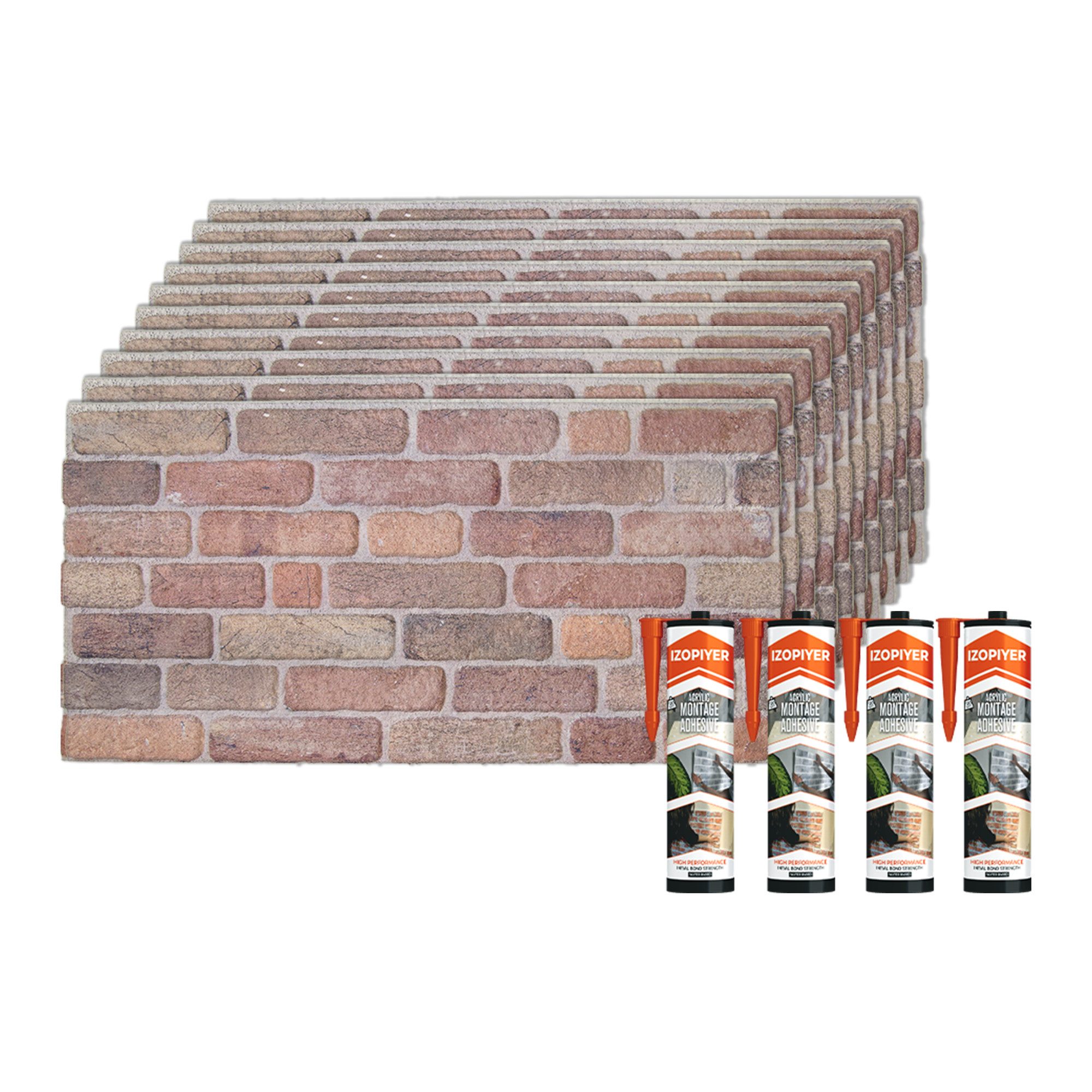 IZODEKOR 3D Wandpaneel EPS Styropor Wandverkleidung in Steinoptik – für Innen & Außen, BxL: 50x100 cm, 0,50 qm, (1er- oder 10er-Set, optional mit 4 Montageklebern) wasserfest, leicht zuschneidbar, außen mit UV-Schutz