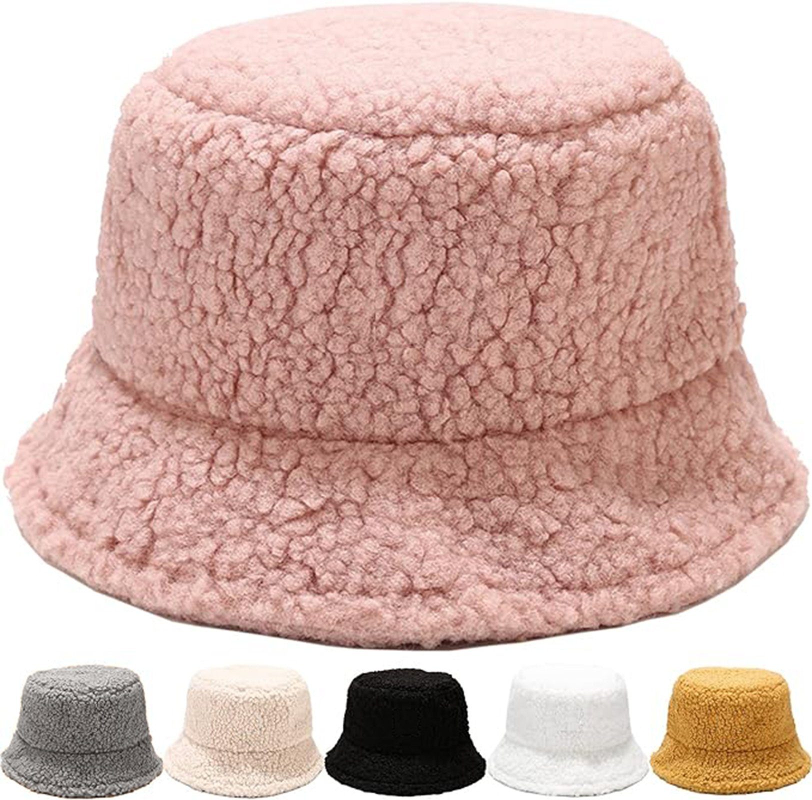 herémood Fischerhut Modischer Damenhut Wintermütze Anglermütze Fischerhut Bucket Rosa