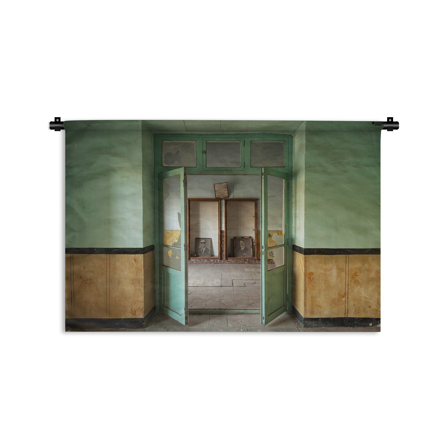 MuchoWow Wanddekoobjekt Tür - Grün - Architektur - Glas, Wanddeko für Wohnzimmer, Schlafzimmer, Kleid, Wandbehang, Kinderzimmer