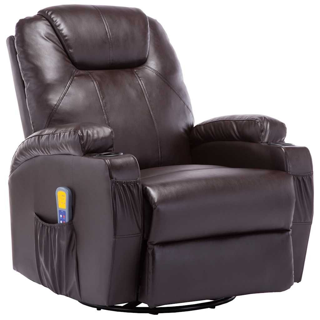 vidaXL Massagesessel Massage-Schaukelsessel Braun Kunstleder (1-St)