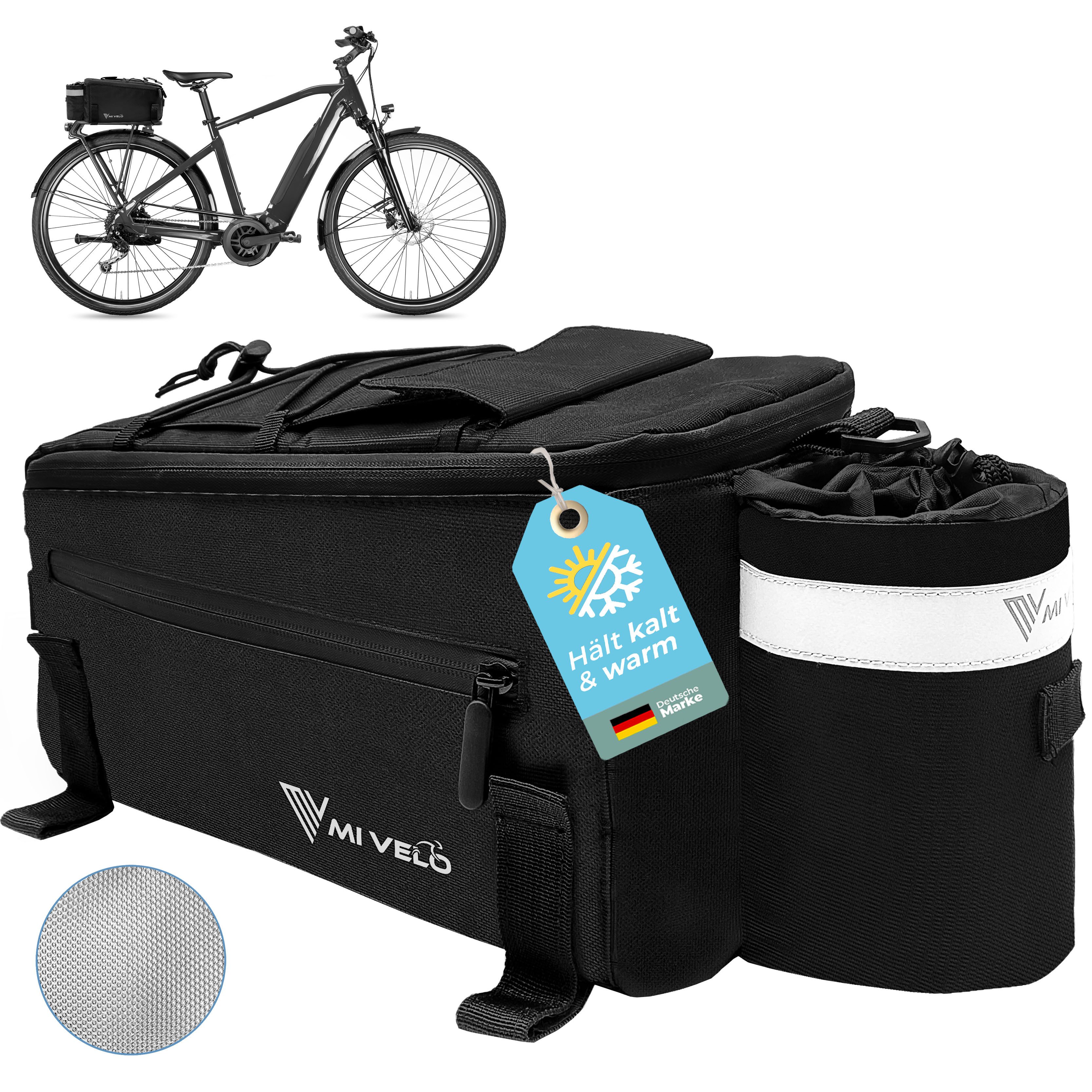 Fahrradtasche Gepäckträgertasche für Fahrrad Kühltasche isoliert 10L