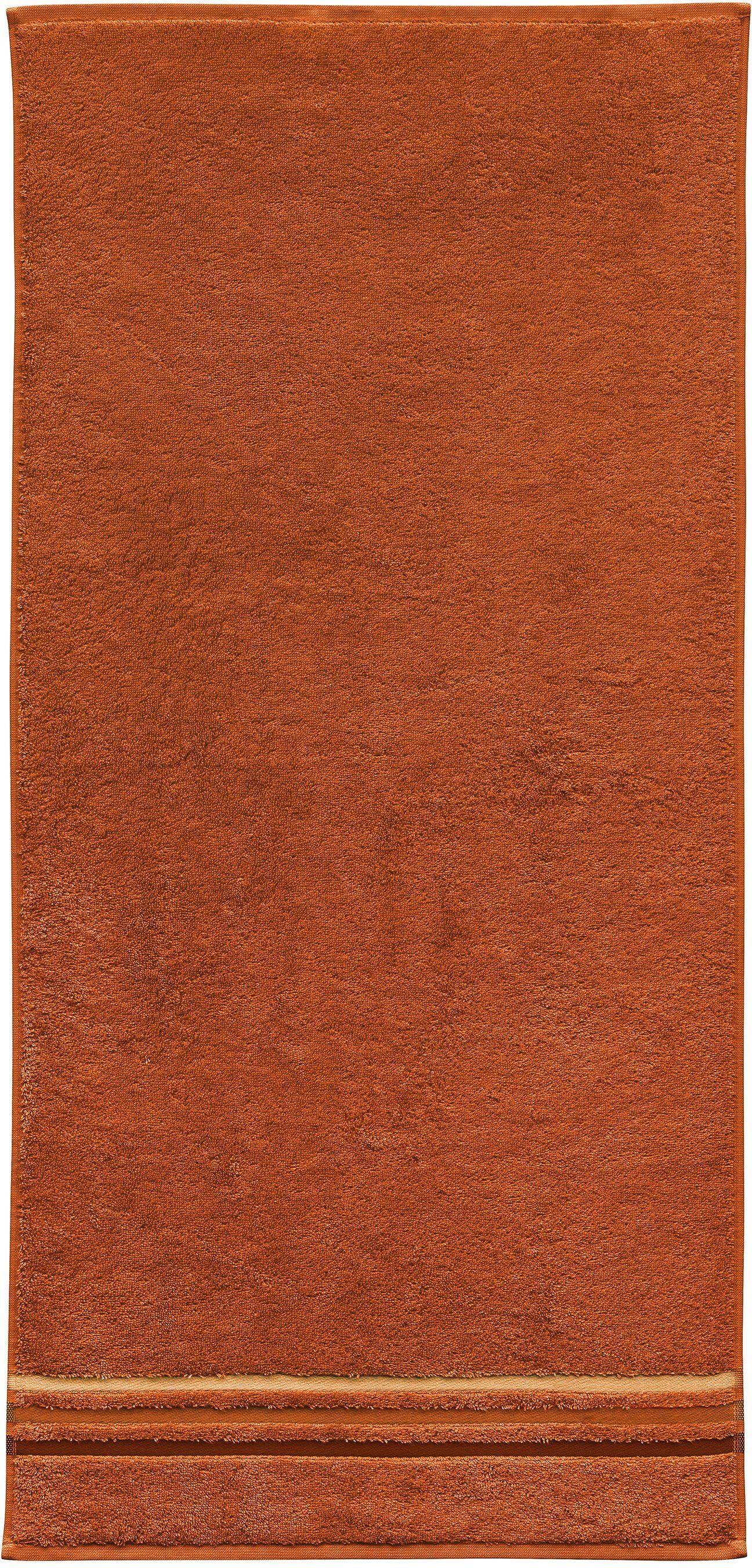Schiesser Handtücher Skyline eleganter 4er Baumwolle, IN by aus kuschelweicher MADE Color Streifenbordüre, mit Kupfer (4-St), Set GREEN Frottier im OEKO-TEX®-zertifiziert