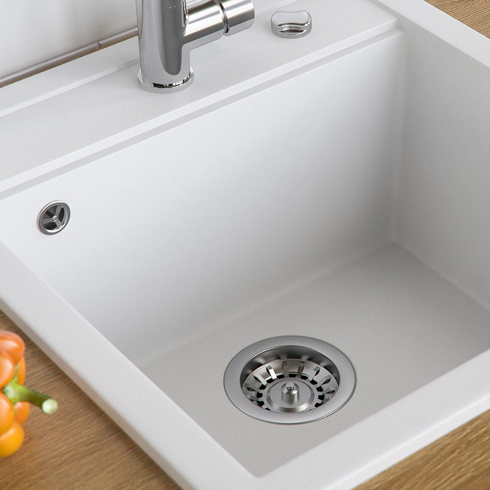 Bergstroem Granitspüle Tesa, Weiß, 50 x 49 cm, Rechteckig, 49/51 cm, Resistent gegen chemische Substanzen, (1 St)