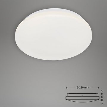 Briloner Leuchten LED Deckenleuchte 3404-016, LED fest verbaut, Neutralweiß, Badezimmer, IP44,weiß, 22 cm