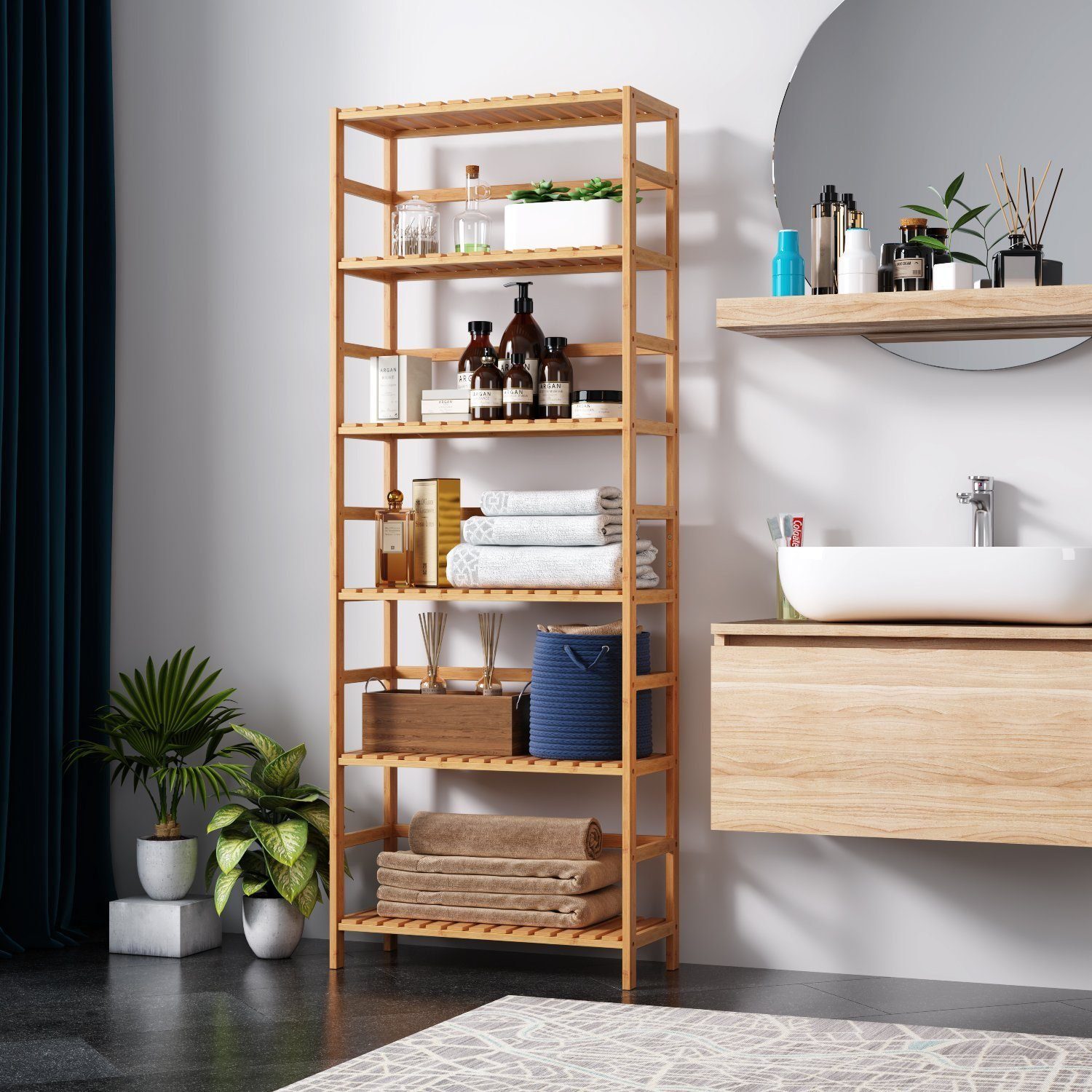 Homfa Standregal, Badregal mit 6 Ablagen günstig online kaufen