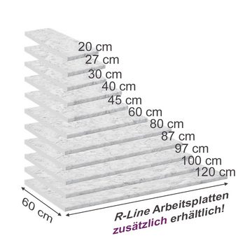 Vicco Unterschrank Arbeitsplatte 20 cm R-LINE Weiß Marmor-Optik