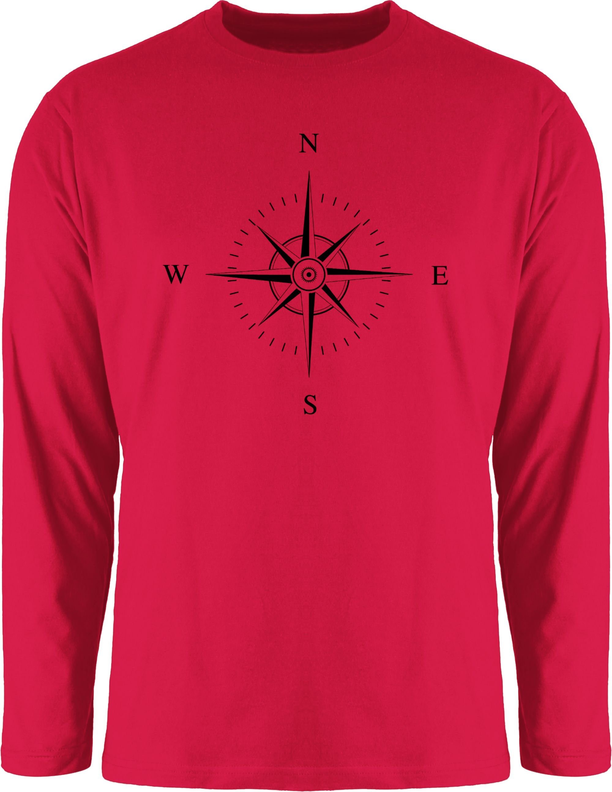 Shirtracer Rundhalsshirt Kompass - schwarz Sprüche Statement 1 Rot