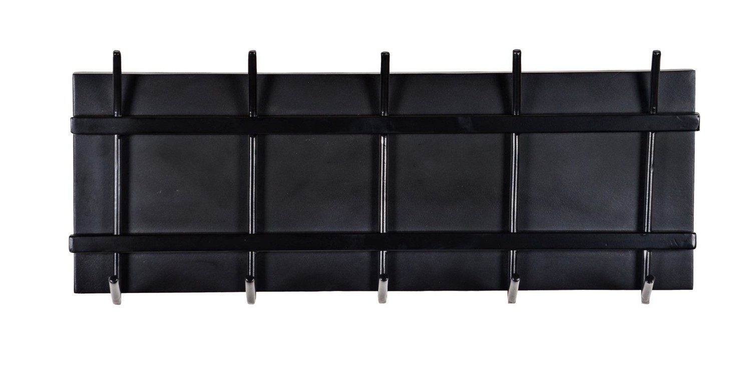 Natur24 Garderobenleiste Garderobe Brix 70x29x12,5 cm Mangoholz Stahl Schwarz