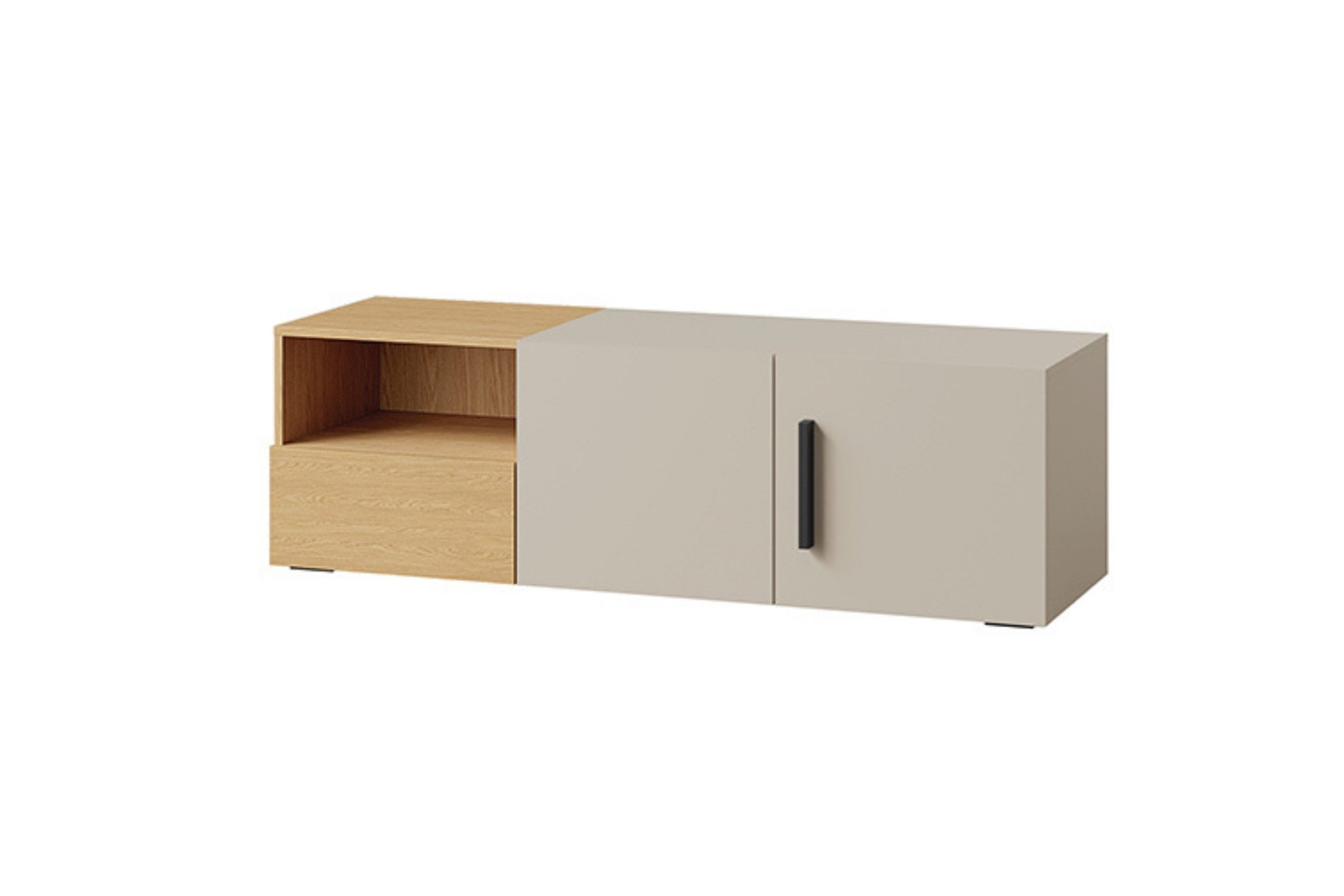 Deine Möbel 24 TV-Schrank TV-Lowboard LIMA 09, 135 cm breit, mit 2 Türen, 1 Schublade und Fächer (LIMA - Kollektion, 1-St., ideal für Wohnzimmer, Kinderzimmer & Jugendzimmer) Soft-Close, Push-to-Open, Jugendzimmer-TV-Schrank