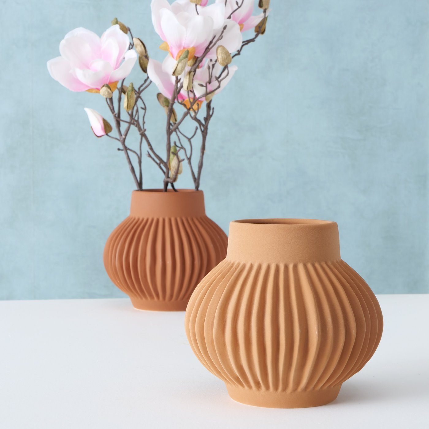 aus BOLTZE Vase "Altena" 2er Set Keramik Dekovase orange, (Dolomit) in