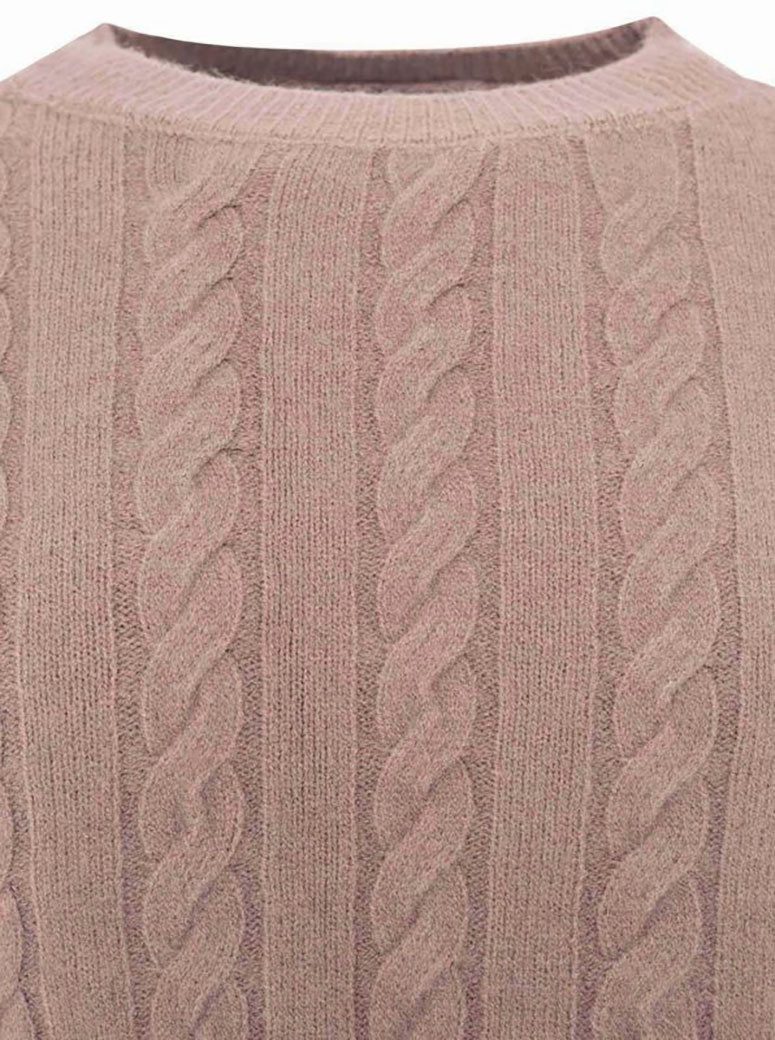 Zwillingsherz Strickpullover "Zopfstrick" Rundhalsausschnitt, Zopfstrick, Langarm