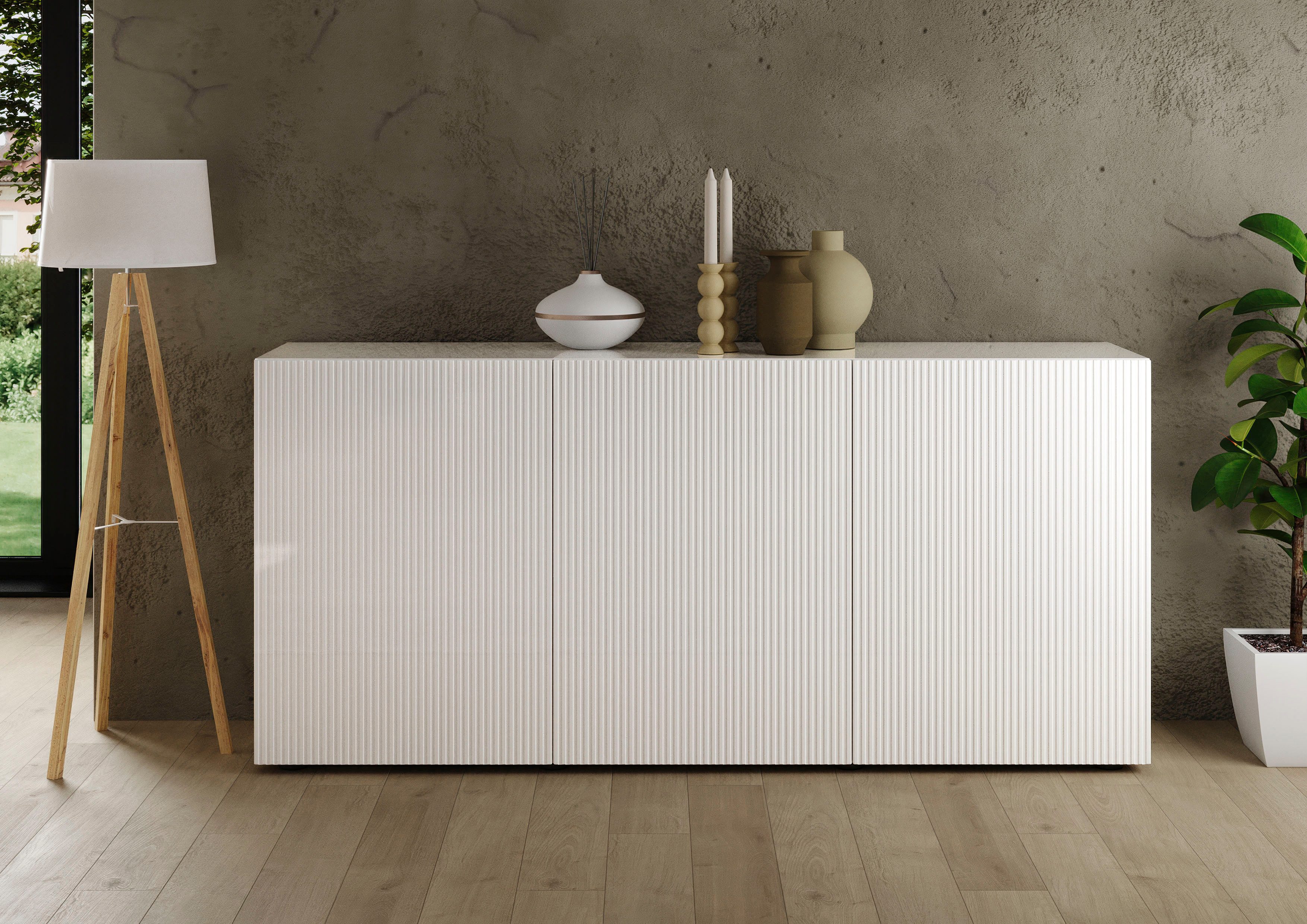 INOSIGN Sideboard Rio Breite 181 cm, Kommode mit 3 Türen, Anrichte, geriffe günstig online kaufen