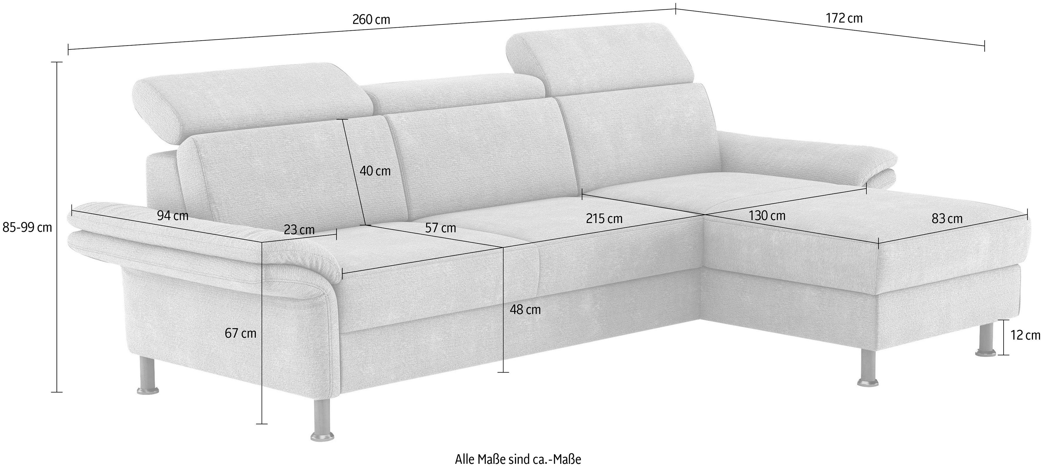 motorischen Sofa Recamiere Home im Ecksofa affaire mit Calypso, und Funktionen