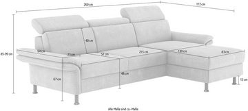 Home affaire Ecksofa Calypso L-Form, mit motorischen Funktionen im Sofa und Recamiere