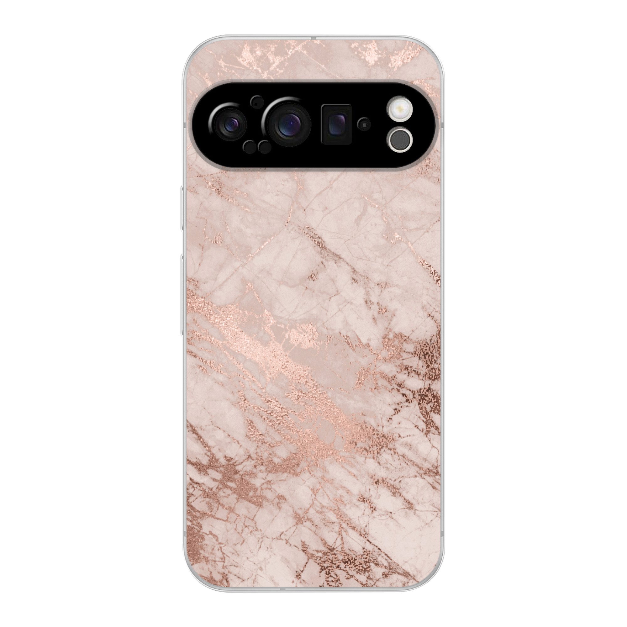 MuchoWow Handyhülle für Google Pixel 9 Pro Marmor - Rosa - Luxus - Marmoroptik - Glitzer -, Phone Case, Silikon, Schutzhülle Dünn