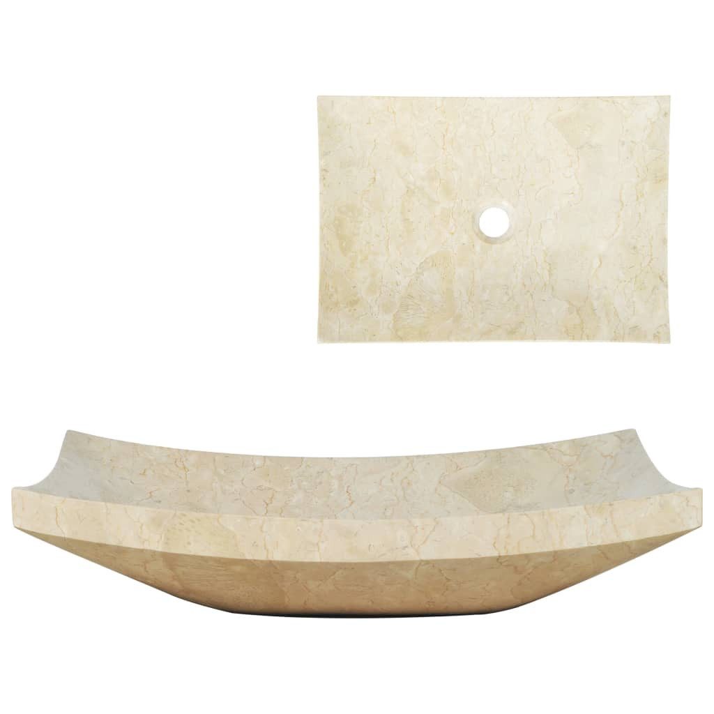 vidaXL Waschbecken, Waschtisch 50x35x12 cm Marmor Cremefarben