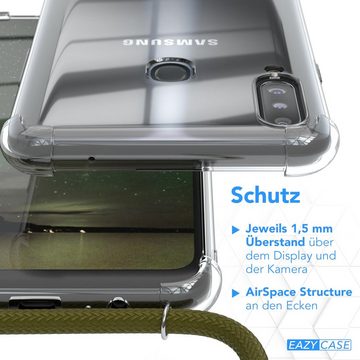 EAZY CASE Handykette Kette Clips Schwarz für Samsung Galaxy A20s 6,5 Zoll, Handykette mit Band Cross Bag für Mann und Frau Festivalbag Olive Grün